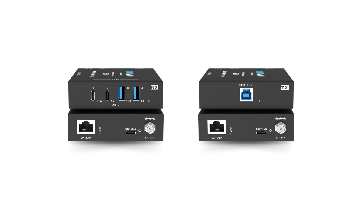 Netvio EX-USB3-100-10 | 100m USB 3.2 Gen 1 Extender with 2-Way PoE & Type-B to USB-C Cable