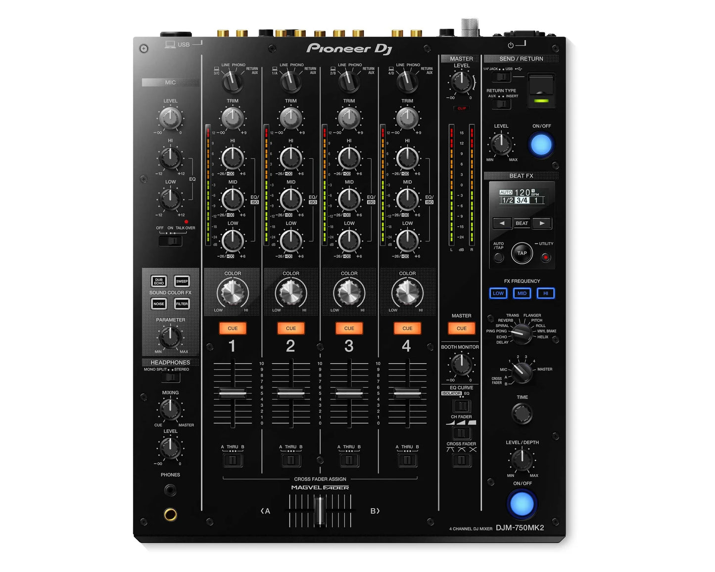 Pioneer DJ DJM-750MK2 4Ch 32-Bit Pro Mixer with rekordbox License BLACK