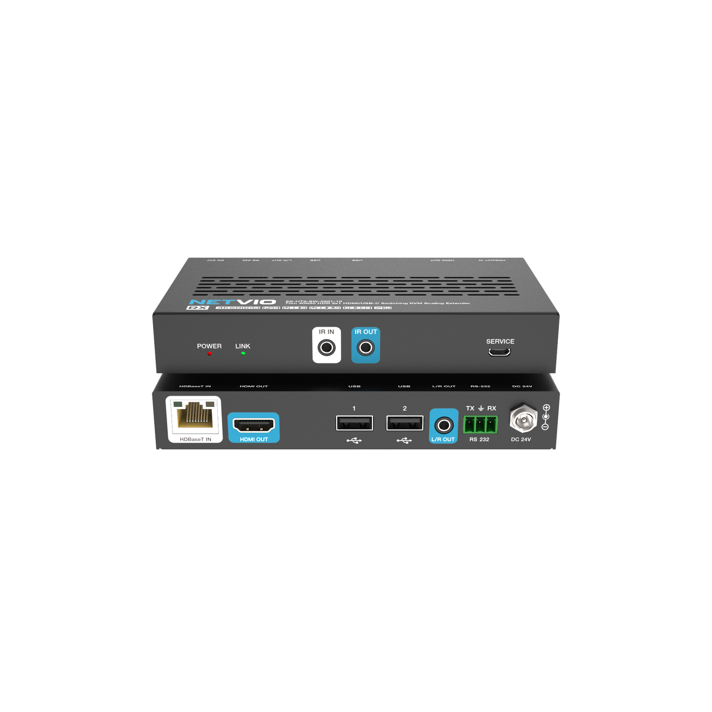 Netvio EX-HT2-USB2-0201-10 | 70m 4K60 HDMI & USB-C Verlenger met USB 2.0, PoC & 60W Laai