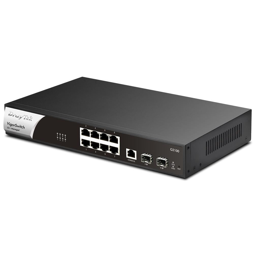 DrayTek Layer 2 Managed Switch With 8 Gigabit RJ-45 Ports and 2 SFP Ports Uplink Ports 2