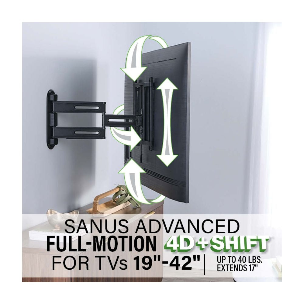 Sanus VSF817-B2 Advanced Full Motion 4D Plus Shift™ TV Wall Mount For 19" to 43" TV Screens 1
