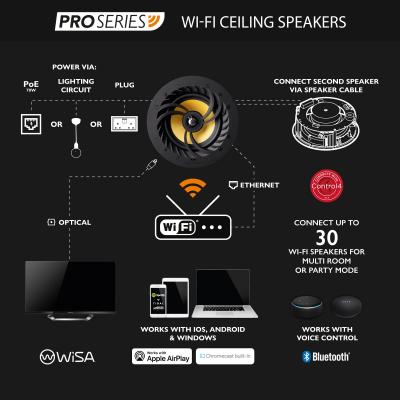 Lithe Audio 06501 Pro-reeks badkamer WiFi-plafonluidspreker