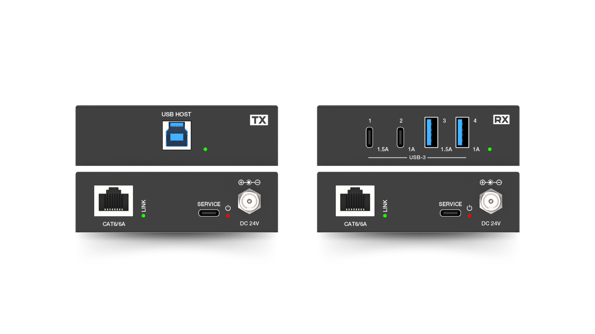 Netvio EX-USB3-100-10 | 100m USB 3.2 Gen 1 Extender with 2-Way PoE & Type-B to USB-C Cable