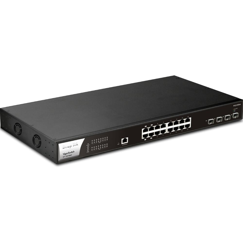 DrayTek 16 Port 2.5G Switch With 4 Ports PoE++, 12 Ports PoE+, 400W and 4 SFP+ Ports 1