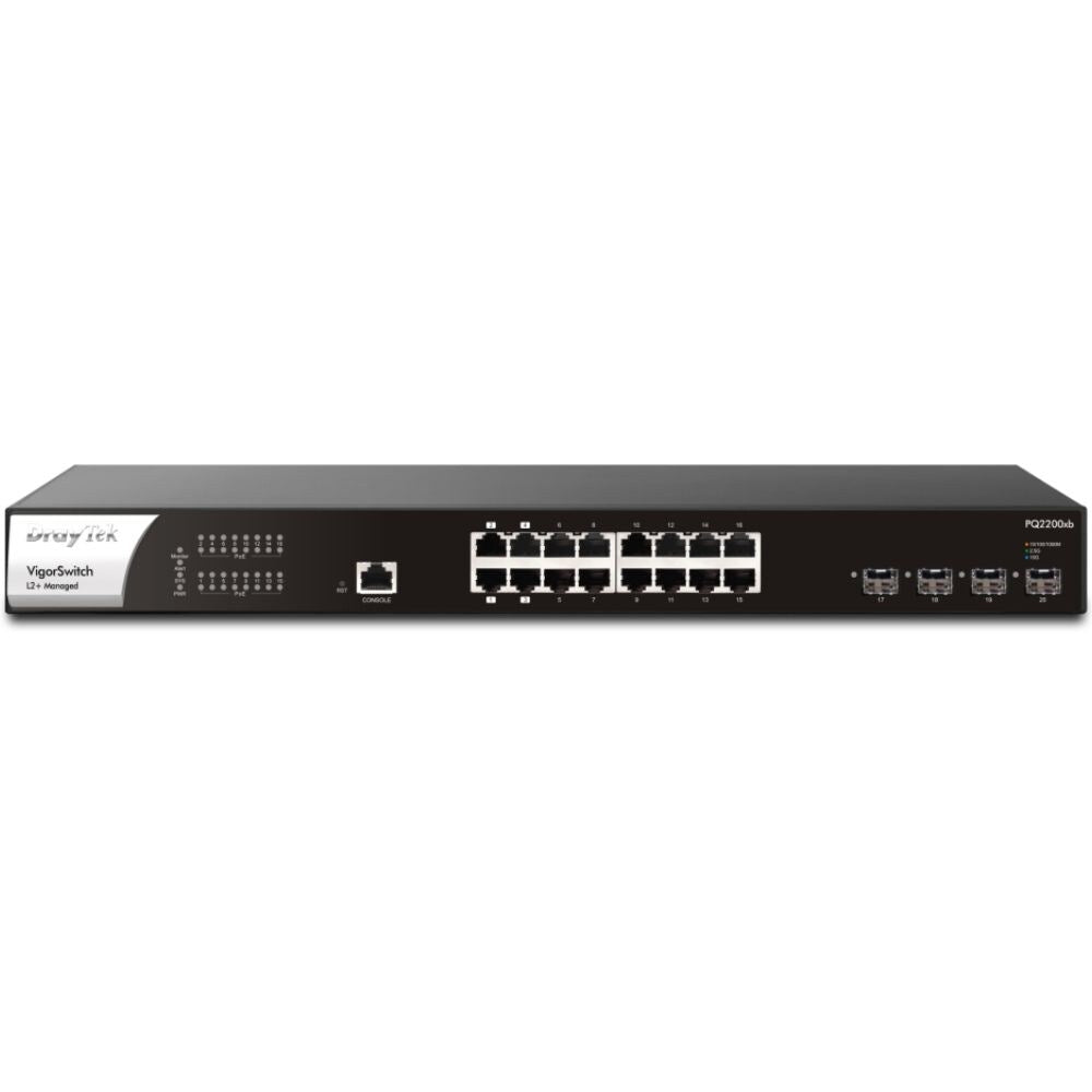 DrayTek 16 Port 2.5G Switch With 4 Ports PoE++, 12 Ports PoE+, 400W and 4 SFP+ Ports 