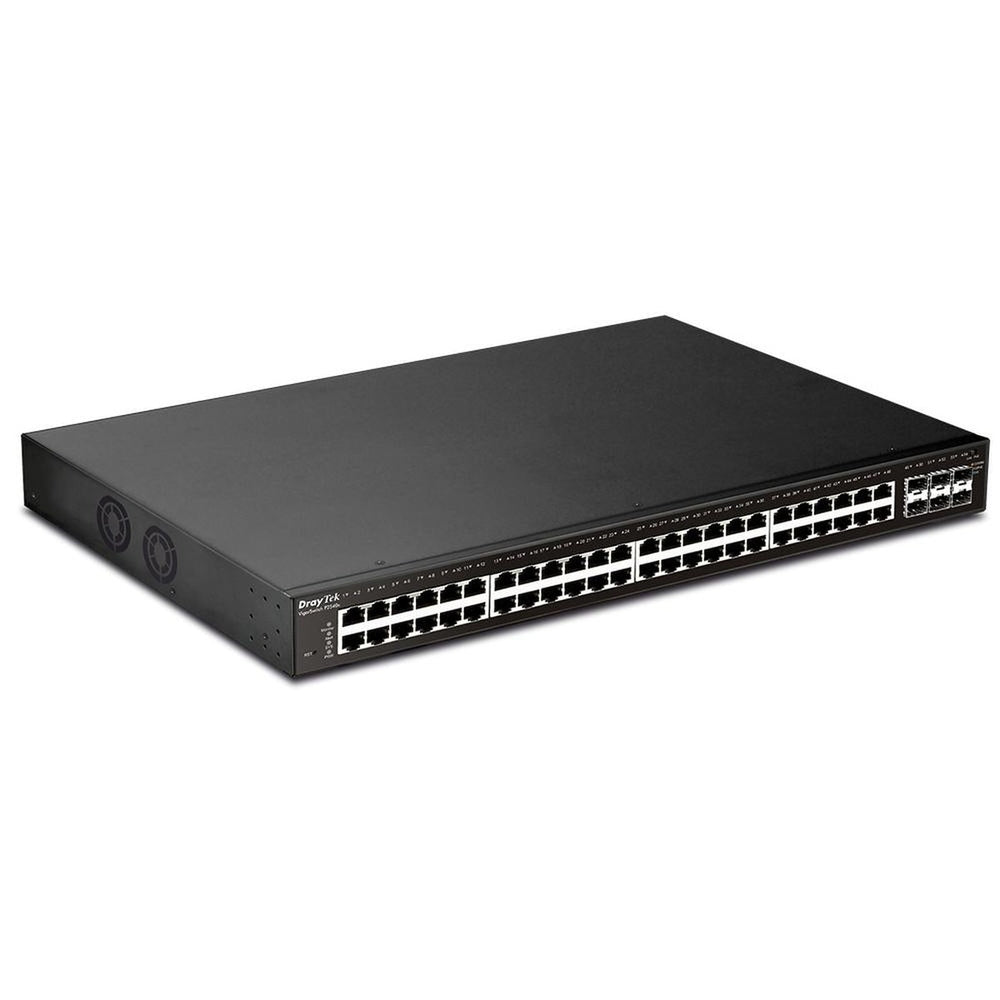 Draytek 54 Port PoE+ Gigabit L2+ Managed Switch With 48 PoE+ RJ-45 LAN Ports and 6 x 10GBE SFP+ Ports 
