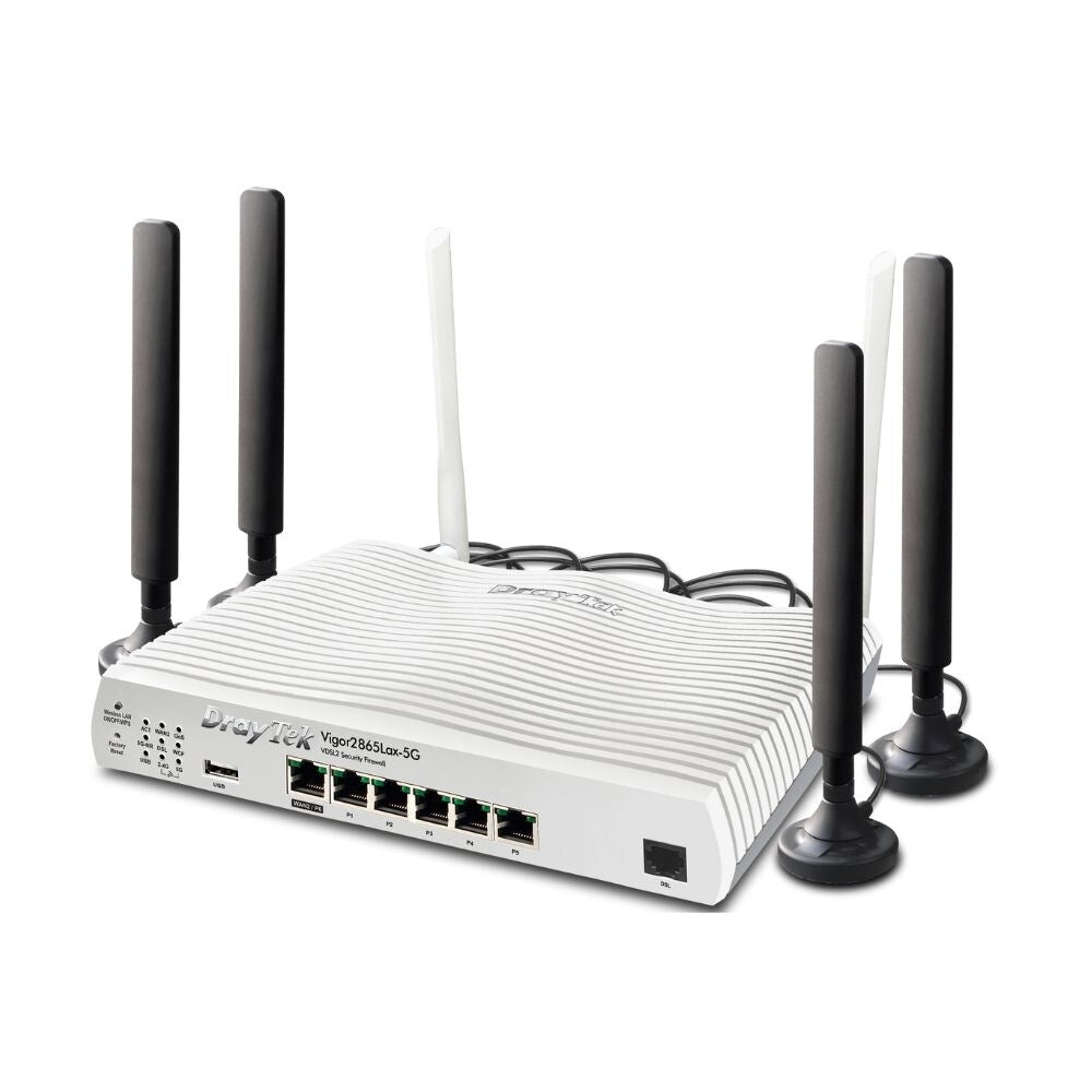 Draytek Vigor 2865 FTTP VDSL Router Firewall and 6 Port Gigabit Switch, Wired, AX Wi-Fi and 3G or 4G With AC Wi-Fi and 5G With AX Wi-FI 7