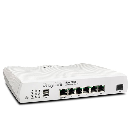 Draytek Vigor 2865 FTTP VDSL Router Firewall and 6 Port Gigabit Switch, Wired, AX Wi-Fi and 3G or 4G With AC Wi-Fi and 5G With AX Wi-FI 