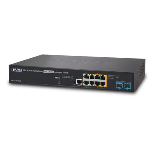 Planet Technology L2+ L4 8 Port 2.5G, 1G, 100T, 802.3at PoE +, 2 Port 10G SFP+ Managed Multi Gigabit Switch 