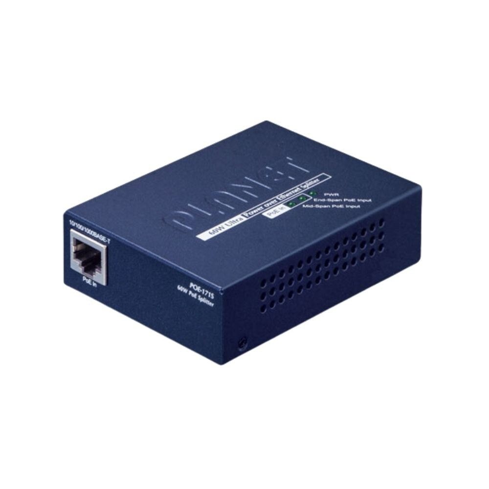 Planet Technology Single Port 10, 100 and 1000Mbps Ultra PoE Splitter, 12V, 19V and 24V 